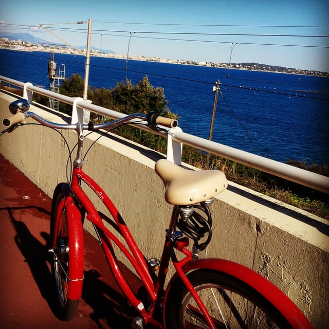 Cannes: Bike Rental - Antibes Street and a wider view of the city